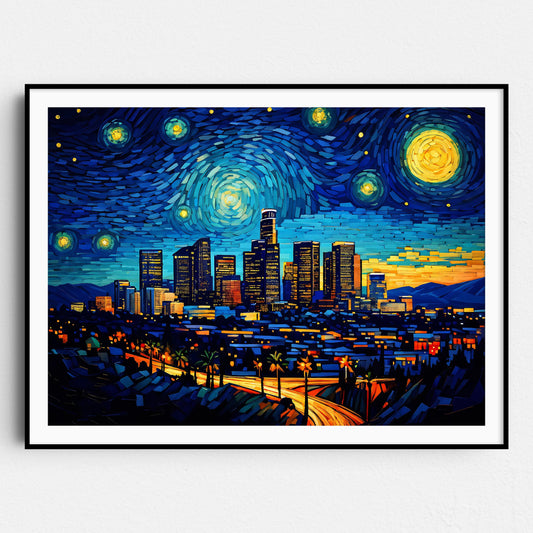 Los Angeles Skyline Van Gogh Starry Night