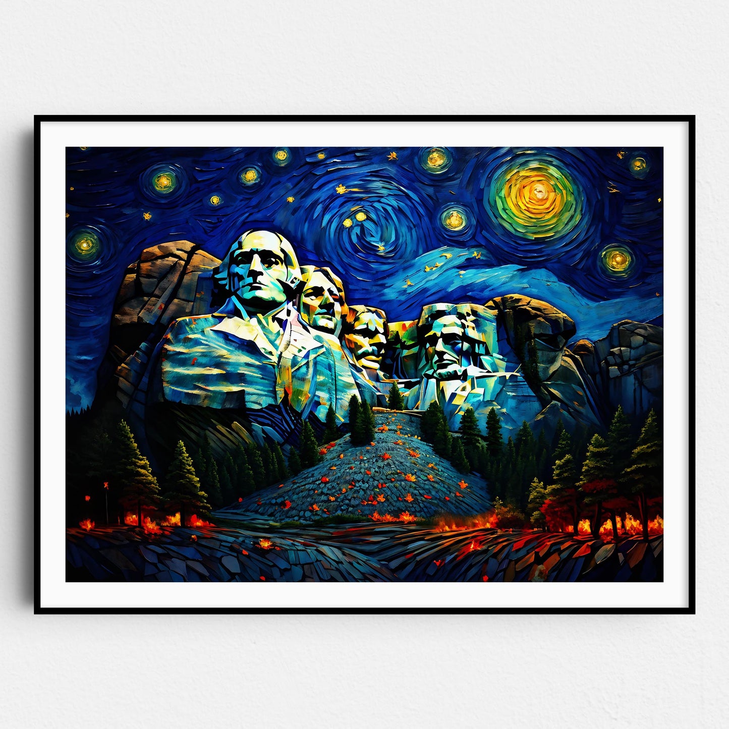 Mount Rushmore Van Gogh Starry Night