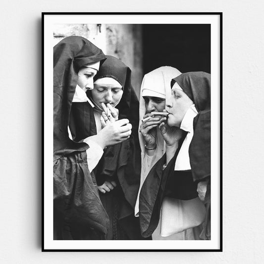 Nuns Lighting Up Smoking Cigarettes
