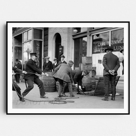 Liquor Raid Police Seizing Bootleg Liquor Prohibition