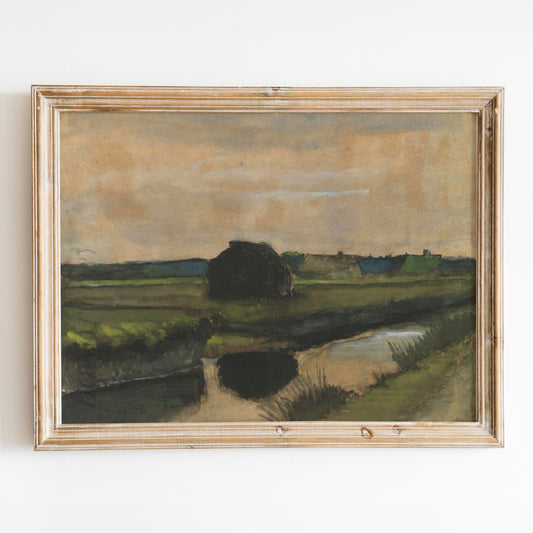 Landscape with a Stack of Peat and Farmhouses