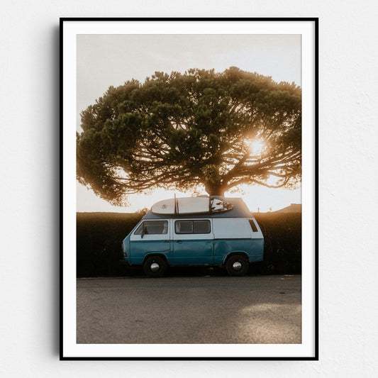 Old Van With Surfboard