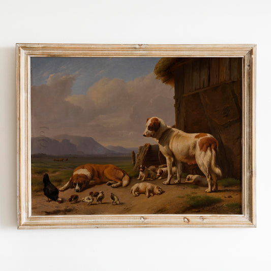 Landscape with Dogs and Chickens in a Farmyard