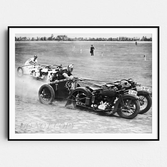 Motorcycle Chariot Race, Australia 1930s