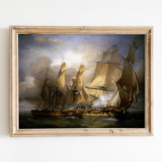 Naval battle between frigates between La Bayonnaise and L'Embuscade 1798 by Louis Philippe Crepin