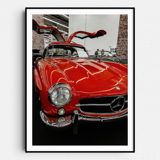 Red Mercedes Benz 300SL Winged Doors