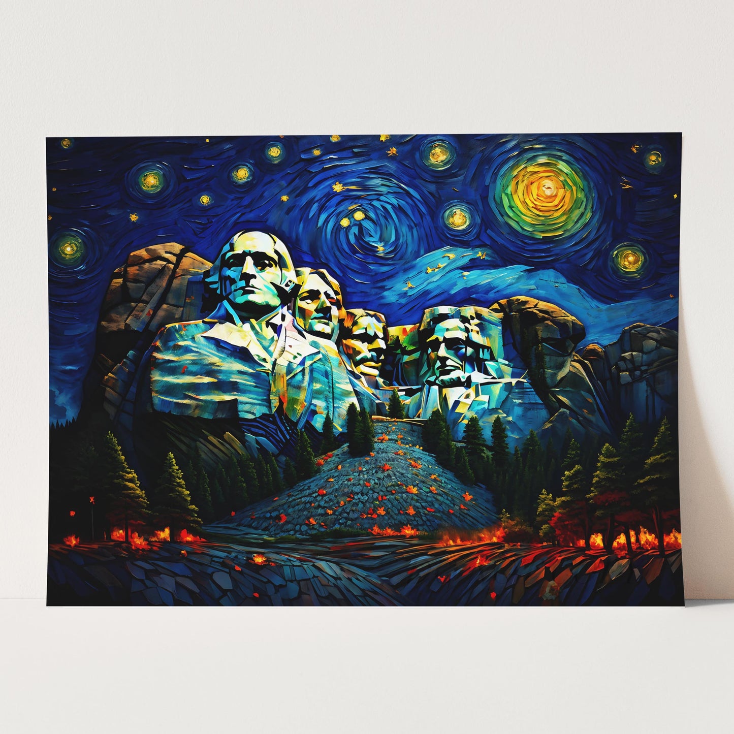 Mount Rushmore Van Gogh Starry Night