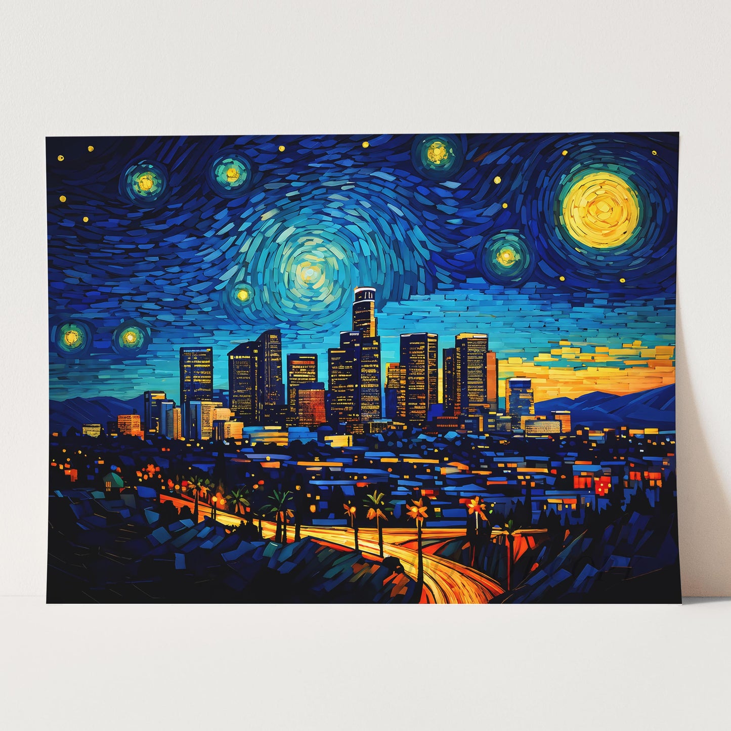 Los Angeles Skyline Van Gogh Starry Night